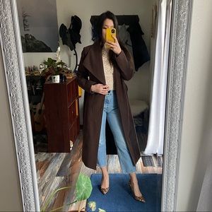 A New Day Wool Brown Wrap Belted Coat XS